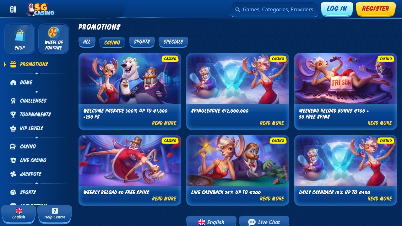 SG Casino Aktionen: Reload, Cashback und Spinoleague