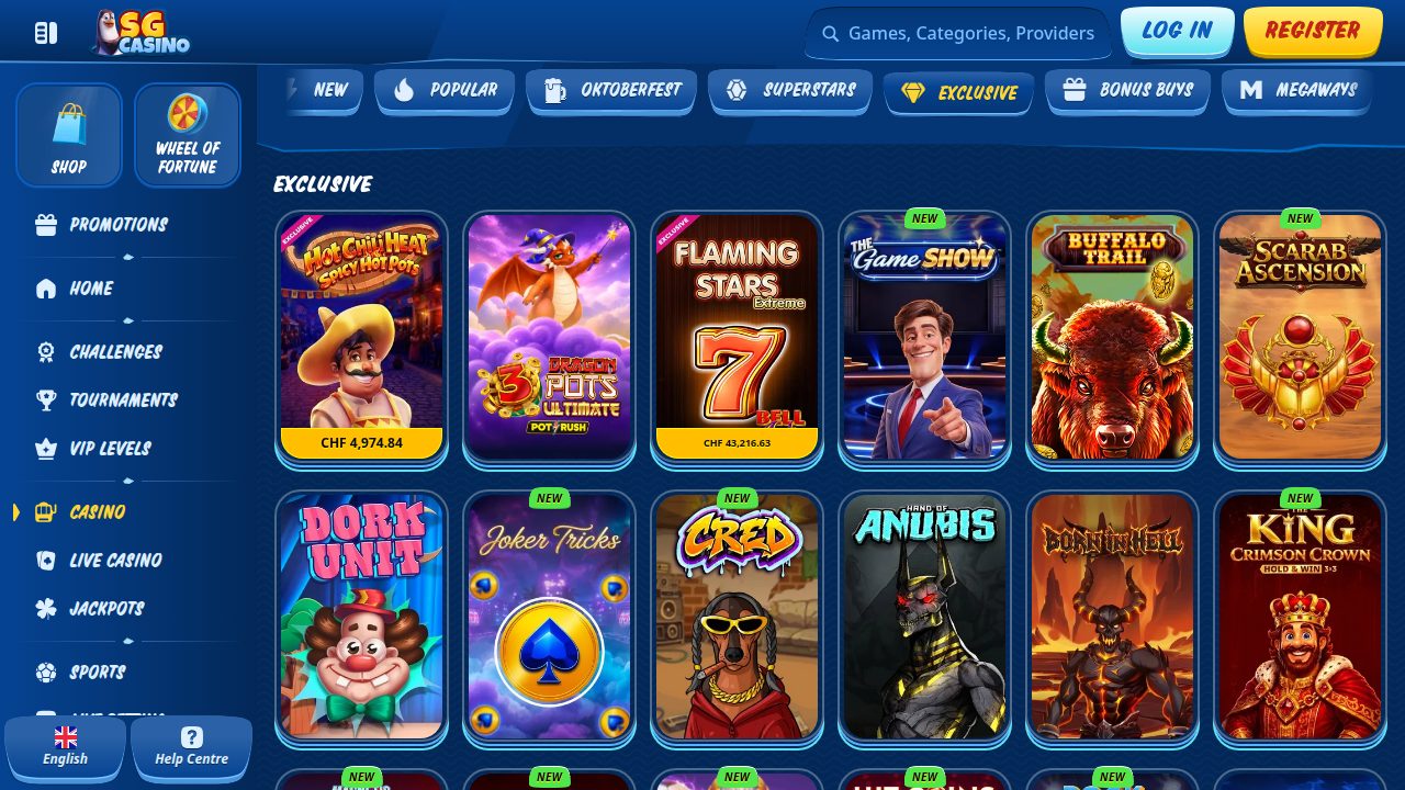 Exklusive Slots bei SG Casino
