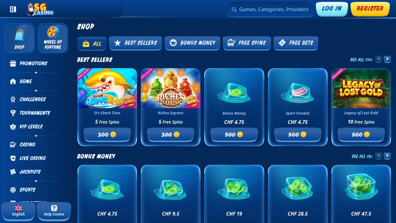 SG Casino Shop: Coins gegen Bonusgeld, Freispiele und Freebets tauschen