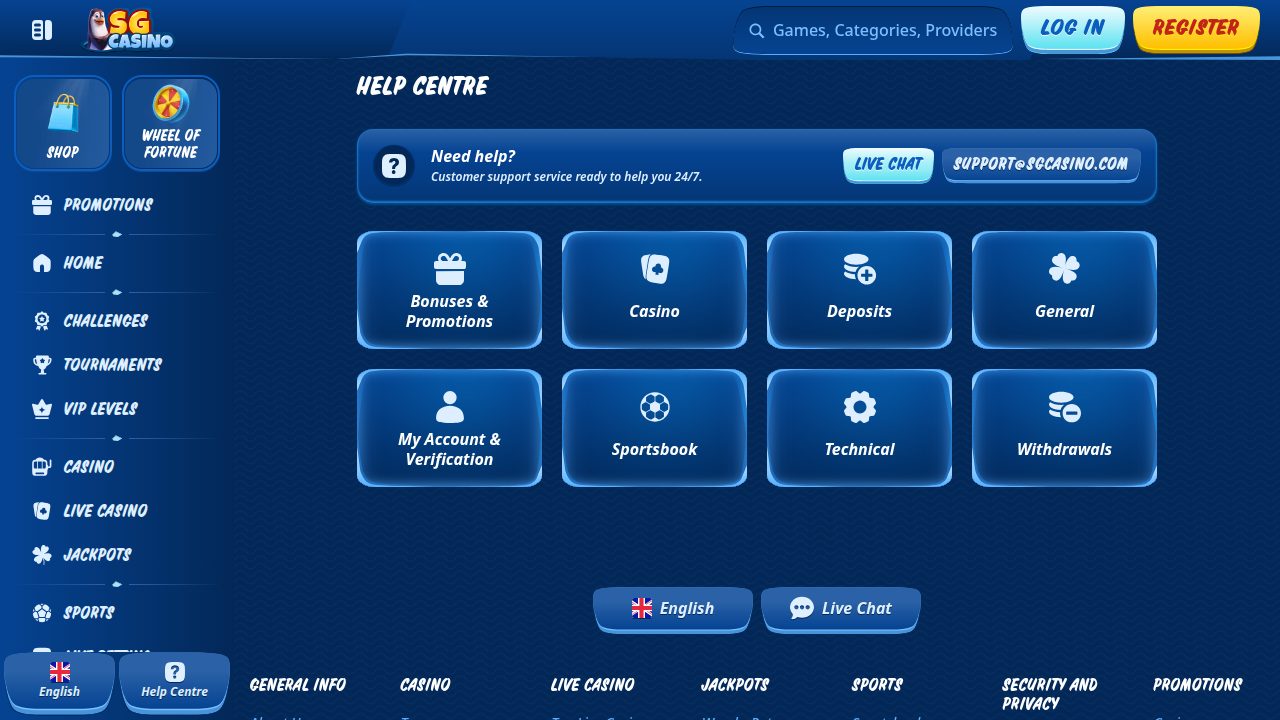 SG Casino Hilfezentrum mit Live-Chat und E-Mail-Support