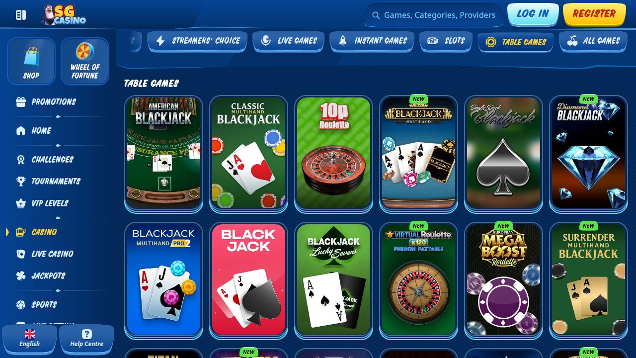 RNG-Tischspiele bei SG Casino: Blackjack und Roulette