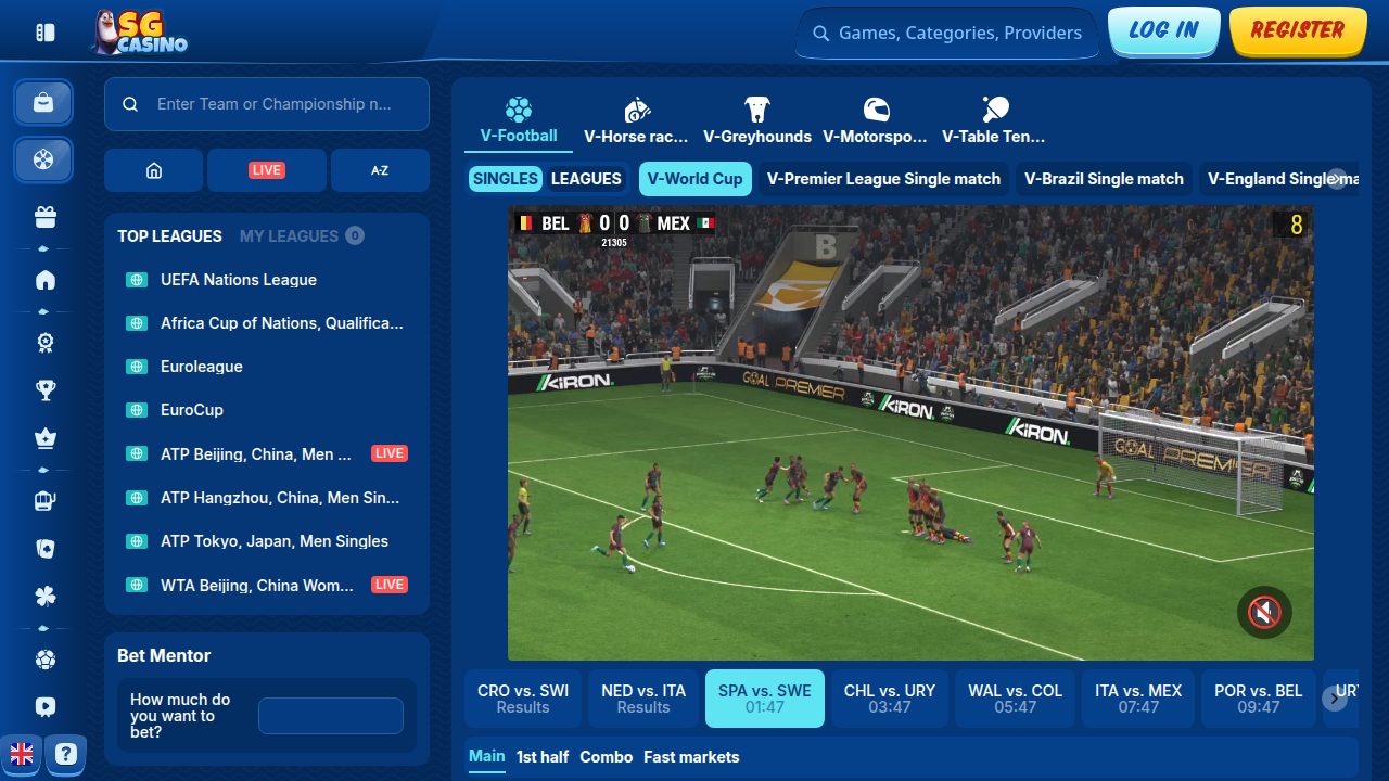 Virtuelle Sportwetten bei SG Casino